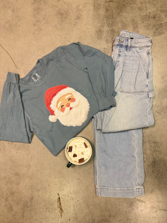 Faux Yarn Santa Longsleeve Tee