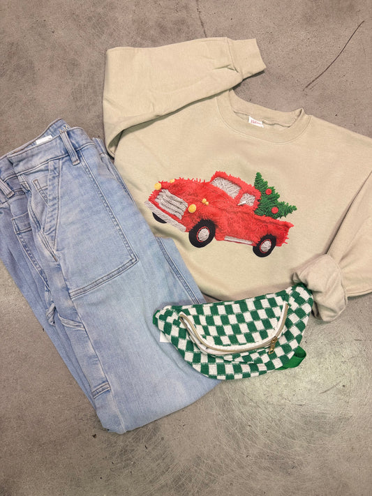Faux Yarn Truck Crewneck